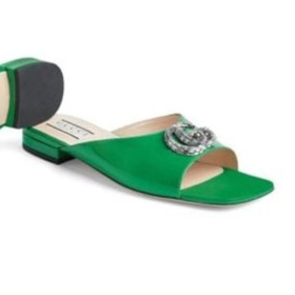 Gucci Crystal Double G Slide Sandals Size 38.5 - Picture 2 of 10